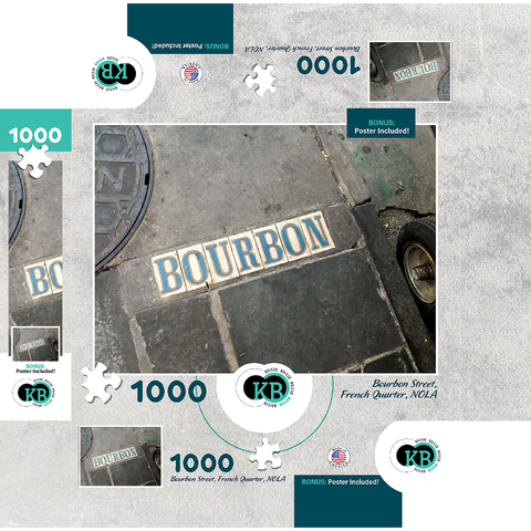 Bourbon Street Sidewalk Sign- New Orleans, Louisianna 1000 Jigsaw Puzzle box 3D Modell