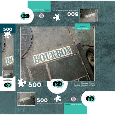 Bourbon Street Sidewalk Sign- New Orleans, Louisianna 500 Jigsaw Puzzle box 3D Modell