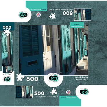 French Quarter, Streetside- New Orleans, Louisianna 500 Jigsaw Puzzle box 3D Modell
