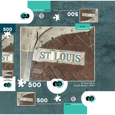 St. Louis Street Sidewalk Sign- New Orleans, Louisianna 500 Jigsaw Puzzle box 3D Modell