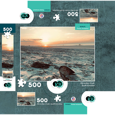 Nature Photography: Sunset Horseshoe Crabs- Hilton Head, South Carolina 500 Jigsaw Puzzle box 3D Modell