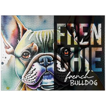 puzzleplate Abstract Watercolor: French Bulldog Portrait Collage, Wildlife Canvas 1000 Jigsaw Puzzle