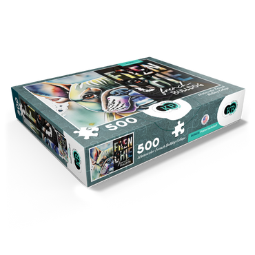 Abstract Watercolor: French Bulldog Portrait Collage, Wildlife Canvas 500 Jigsaw Puzzle box view1