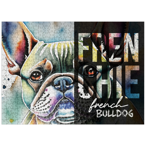 puzzleplate Abstract Watercolor: French Bulldog Portrait Collage, Wildlife Canvas 500 Jigsaw Puzzle