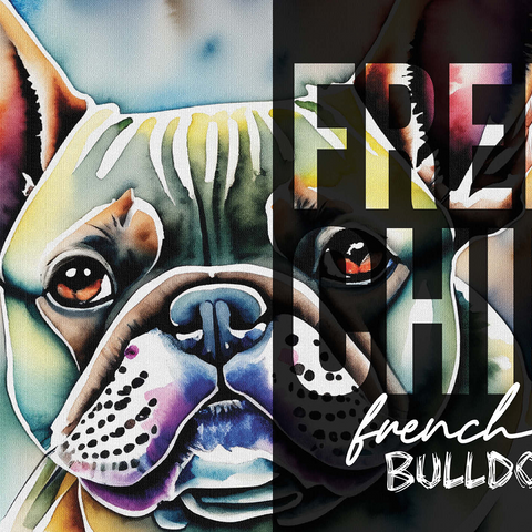 Abstract Watercolor: French Bulldog Portrait Collage, Wildlife Canvas 500 Jigsaw Puzzle 3D Modell