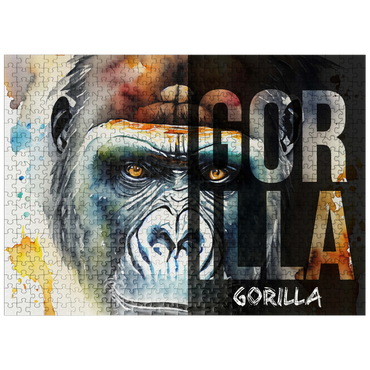 puzzleplate Abstract Watercolor: Gorilla Portrait Collage, Wildlife Canvas 500 Jigsaw Puzzle