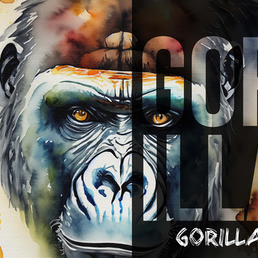 Abstract Watercolor: Gorilla Portrait Collage, Wildlife Canvas 500 Jigsaw Puzzle 3D Modell