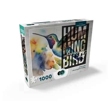 Abstract Watercolor: Hummingbird Collage, Wildlife Canvas 1000 Jigsaw Puzzle box view2