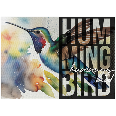 puzzleplate Abstract Watercolor: Hummingbird Collage, Wildlife Canvas 1000 Jigsaw Puzzle