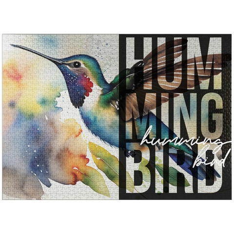puzzleplate Abstract Watercolor: Hummingbird Collage, Wildlife Canvas 1000 Jigsaw Puzzle