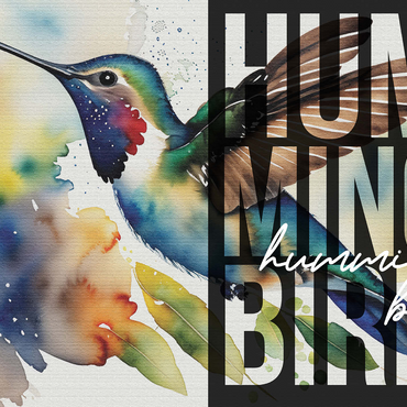 Abstract Watercolor: Hummingbird Collage, Wildlife Canvas 1000 Jigsaw Puzzle 3D Modell