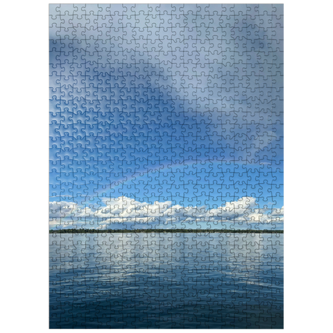 puzzleplate Nature Photography: Double Rainbow Horizon over Lake 500 Jigsaw Puzzle