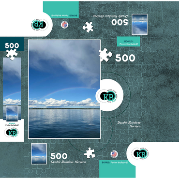 Nature Photography: Double Rainbow Horizon over Lake 500 Jigsaw Puzzle box 3D Modell
