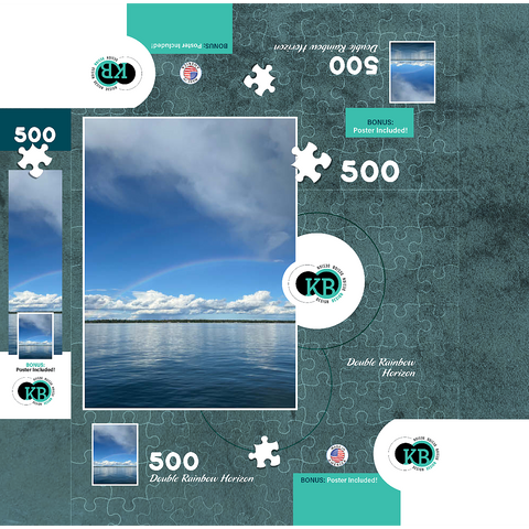 Nature Photography: Double Rainbow Horizon over Lake 500 Jigsaw Puzzle box 3D Modell