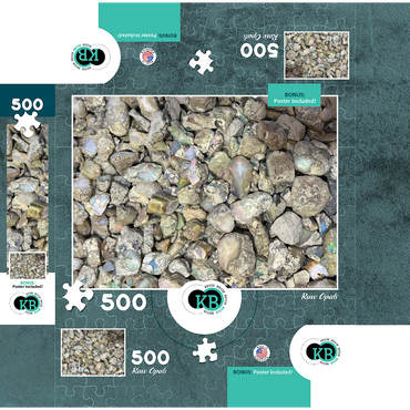 Macro Photography: Raw Opals Collage 500 Jigsaw Puzzle box 3D Modell