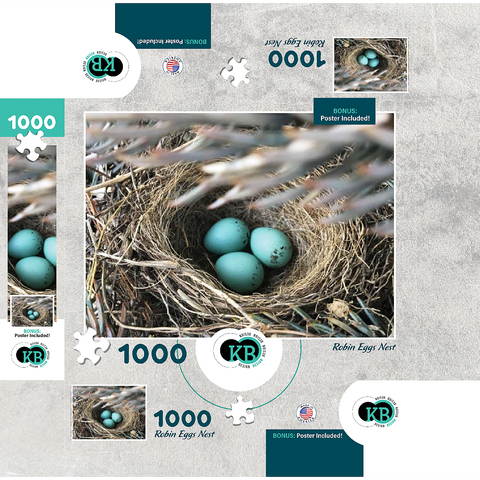 Macro Photography: Robin Eggs Nest in a Pine Tree 1000 Jigsaw Puzzle box 3D Modell