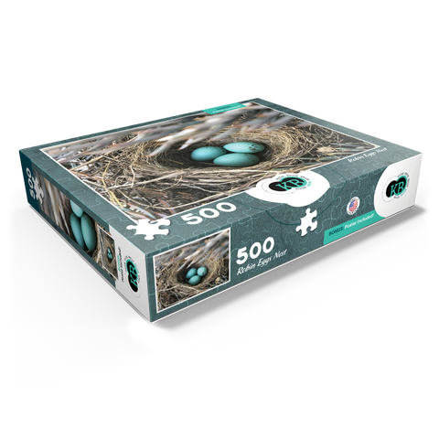 Macro Photography: Robin Eggs Nest in a Pine Tree 500 Jigsaw Puzzle box view1