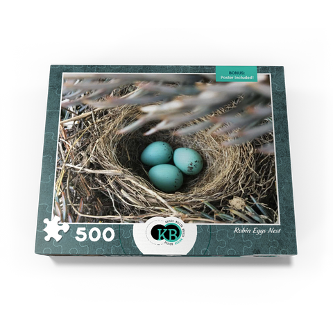 Macro Photography: Robin Eggs Nest in a Pine Tree 500 Jigsaw Puzzle box view3