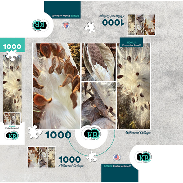 Nature Photography: Milkweed Seed Pod Collage 1000 Jigsaw Puzzle box 3D Modell