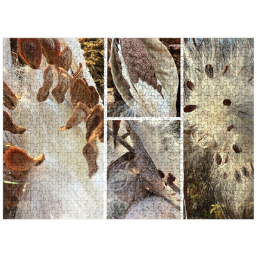 puzzleplate Nature Photography: Milkweed Seed Pod Collage 500 Jigsaw Puzzle