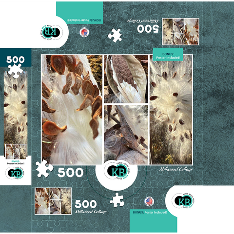 Nature Photography: Milkweed Seed Pod Collage 500 Jigsaw Puzzle box 3D Modell