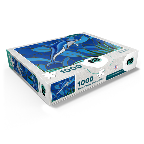 Stained Glass: Blue Dolphin 1000 Jigsaw Puzzle box view1