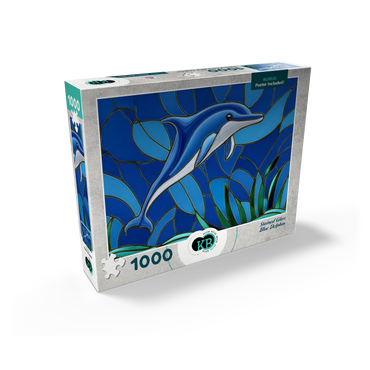 Stained Glass: Blue Dolphin 1000 Jigsaw Puzzle box view2