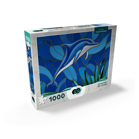 Stained Glass: Blue Dolphin 1000 Jigsaw Puzzle box view2