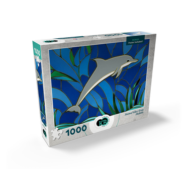 Stained Glass: Gray Dolphin 1000 Jigsaw Puzzle box view2