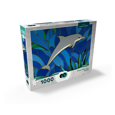 Stained Glass: Gray Dolphin 1000 Jigsaw Puzzle box view2