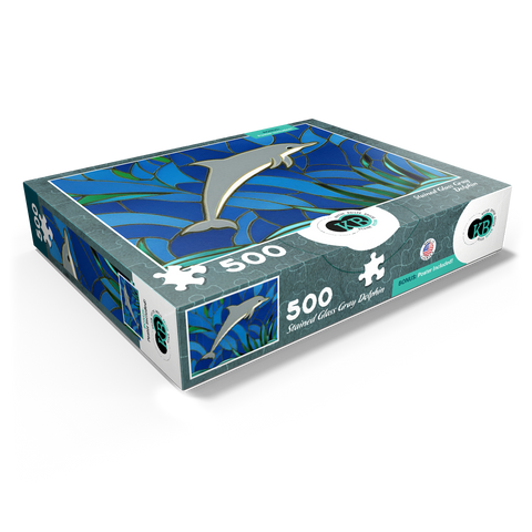 Stained Glass: Gray Dolphin 500 Jigsaw Puzzle box view1