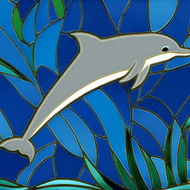 Stained Glass: Gray Dolphin 500 Jigsaw Puzzle 3D Modell