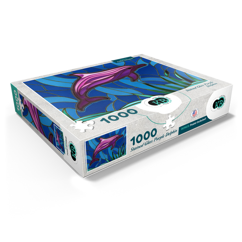 Stained Glass: Purple Dolphin 1000 Jigsaw Puzzle box view1