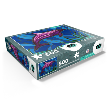 Stained Glass: Purple Dolphin 500 Jigsaw Puzzle box view1
