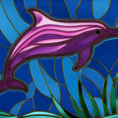 Stained Glass: Purple Dolphin 500 Jigsaw Puzzle 3D Modell