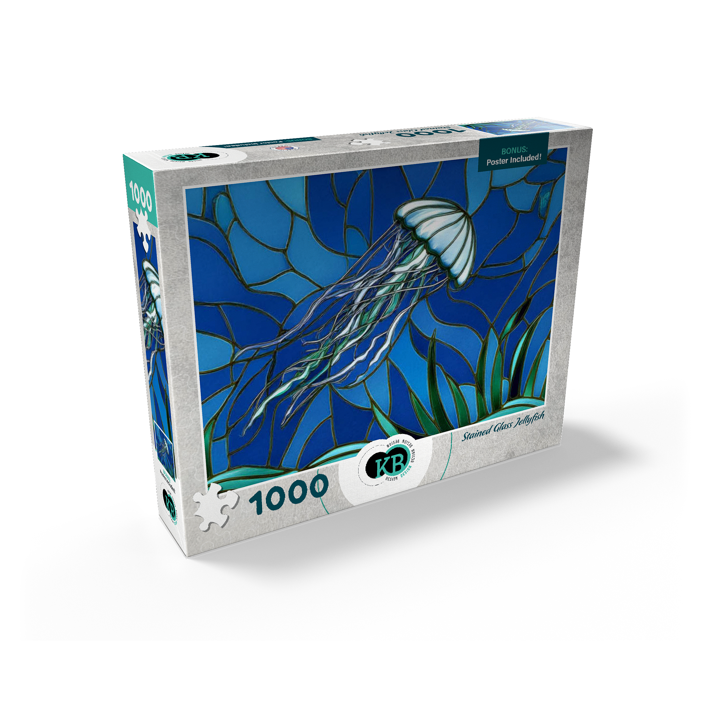 Stained Glass: Teal Jellyfish – MyPuzzle.com USA Stained Glass: Teal Jellyfish – MyPuzzle.com USA