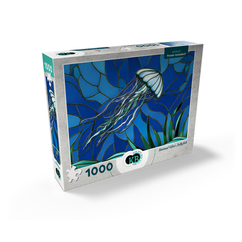 Stained Glass: Teal Jellyfish 1000 Jigsaw Puzzle box view2