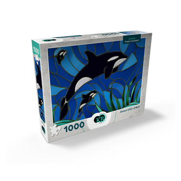 Stained Glass: Orca, Killer Whale with Calves 1000 Jigsaw Puzzle box view2