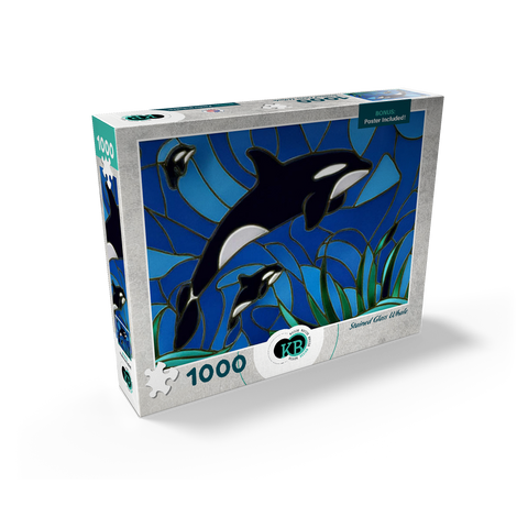 Stained Glass: Orca, Killer Whale with Calves 1000 Jigsaw Puzzle box view2