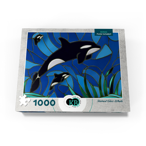 Stained Glass: Orca, Killer Whale with Calves 1000 Jigsaw Puzzle box view3