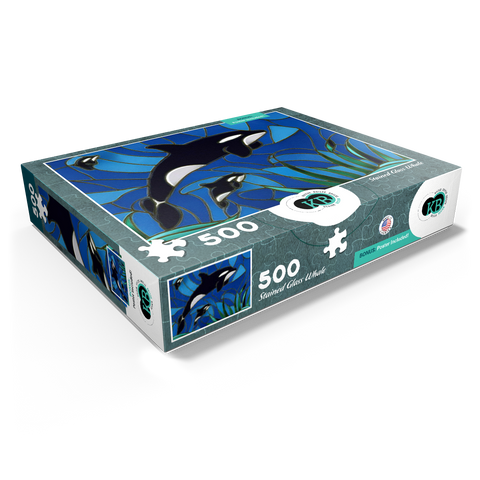 Stained Glass: Orca, Killer Whale with Calves 500 Jigsaw Puzzle box view1