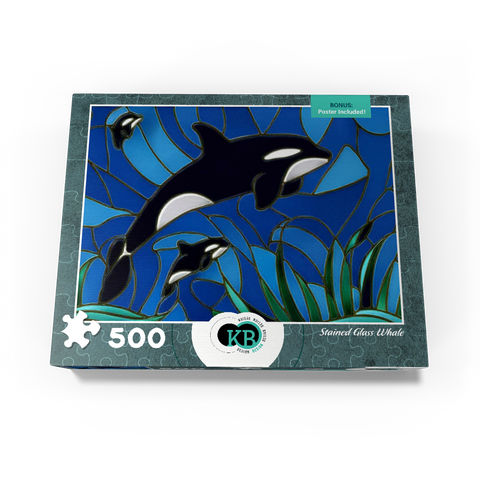 Stained Glass: Orca, Killer Whale with Calves 500 Jigsaw Puzzle box view3
