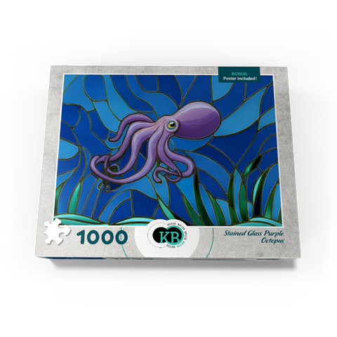 Stained Glass: Purple Octopus 1000 Jigsaw Puzzle box view3