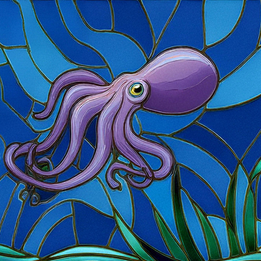 Stained Glass: Purple Octopus 1000 Jigsaw Puzzle 3D Modell