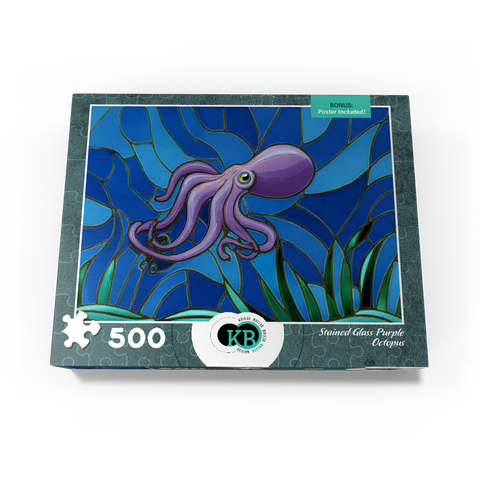 Stained Glass: Purple Octopus 500 Jigsaw Puzzle box view3
