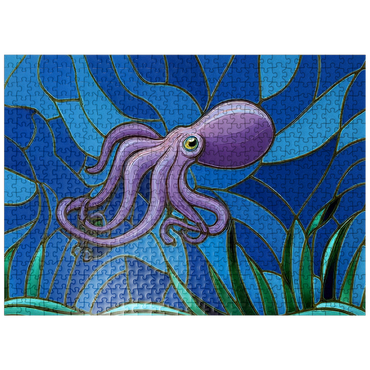 puzzleplate Stained Glass: Purple Octopus 500 Jigsaw Puzzle