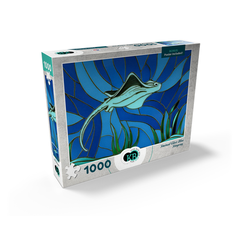 Stained Glass: Blue Sting Ray 1000 Jigsaw Puzzle box view2