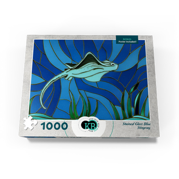 Stained Glass: Blue Sting Ray 1000 Jigsaw Puzzle box view3