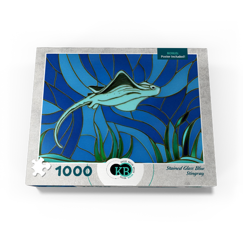 Stained Glass: Blue Sting Ray 1000 Jigsaw Puzzle box view3