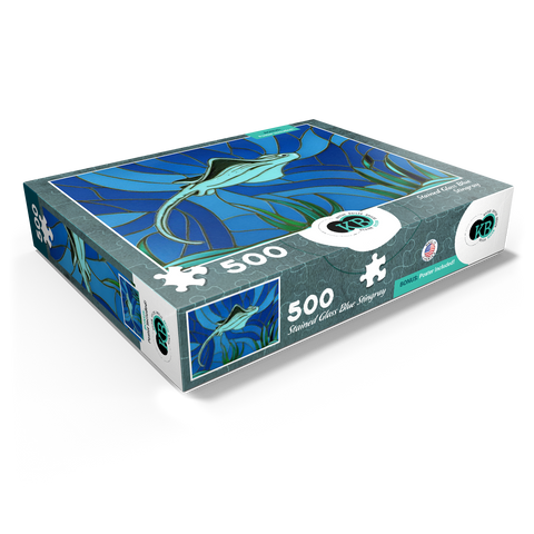 Stained Glass: Blue Sting Ray 500 Jigsaw Puzzle box view1